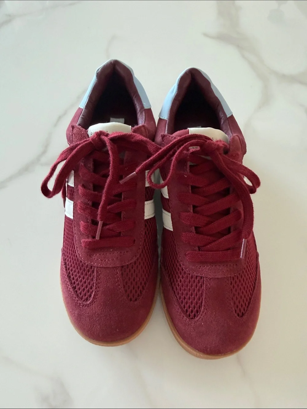 Steve Madden Bennett Burgundy Suede Mesh Sneakers Gum Sole Women’s Size 8 NWOT